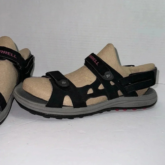 BQ30 Merrell Cedrus Convertible Hiking Sport Sandals Black Rose Red - Picture 4 of 7